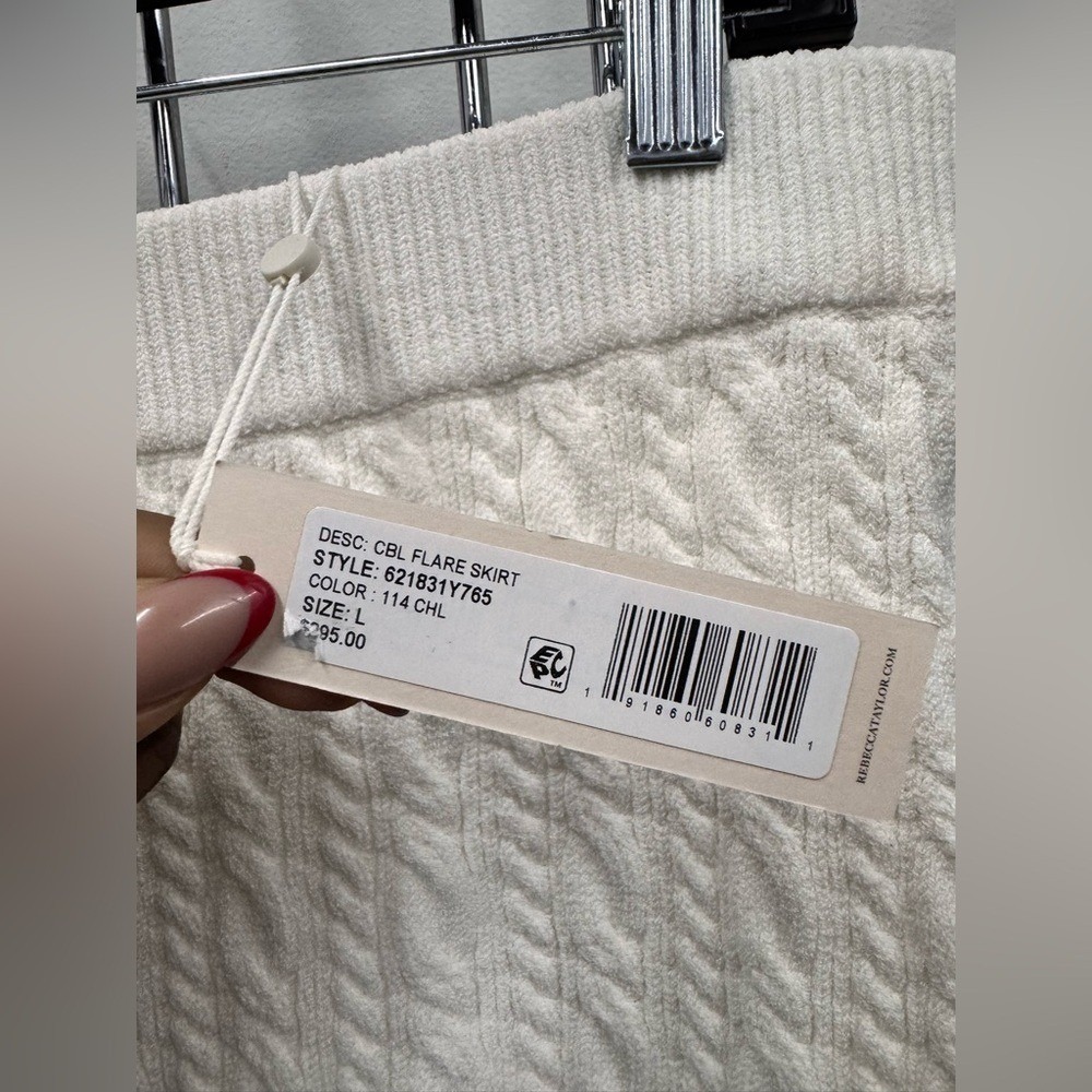 NWT Rebecca Taylor White Cable Knit Midi skirt in chalk white size Large - Picture 2 of 9